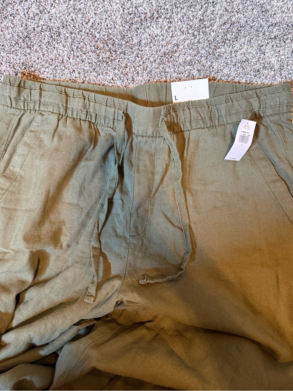 Old Navy Olive Green Wide-Leg Drawstring Pants - Picture 2 of 3